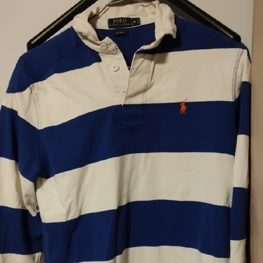 Polo by Ralph Lauren Blue and White Casual Button Down Shirt